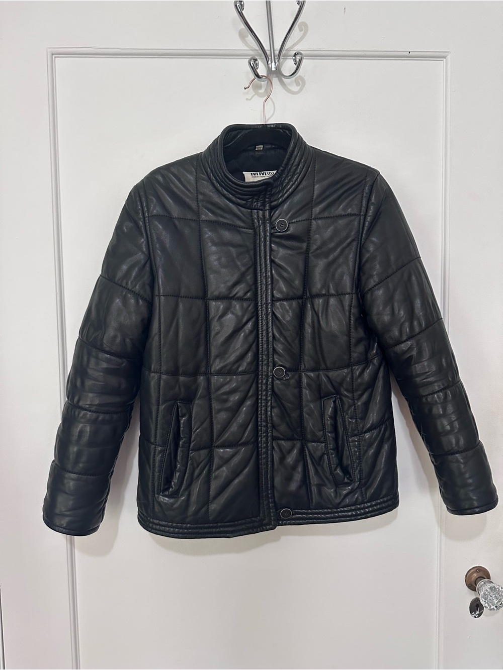 MM6 Maison Margiela EXCELLENT black quilted lamb leather down-fill jacket-40/US6